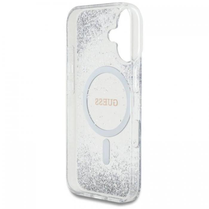 Guess - Guess iPhone 16 Mobilskal MagSafe HC Resin Bottom Glitter - Silver