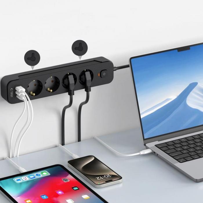 Tech-Protect - Tech-Protect Power Socket 2x USB/USB-C/4 Sockets 200Ccm - Svart