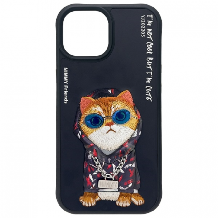 NIMMY - Nimmy iPhone 15 Mobilskal Glasses Cool Cat - Svart