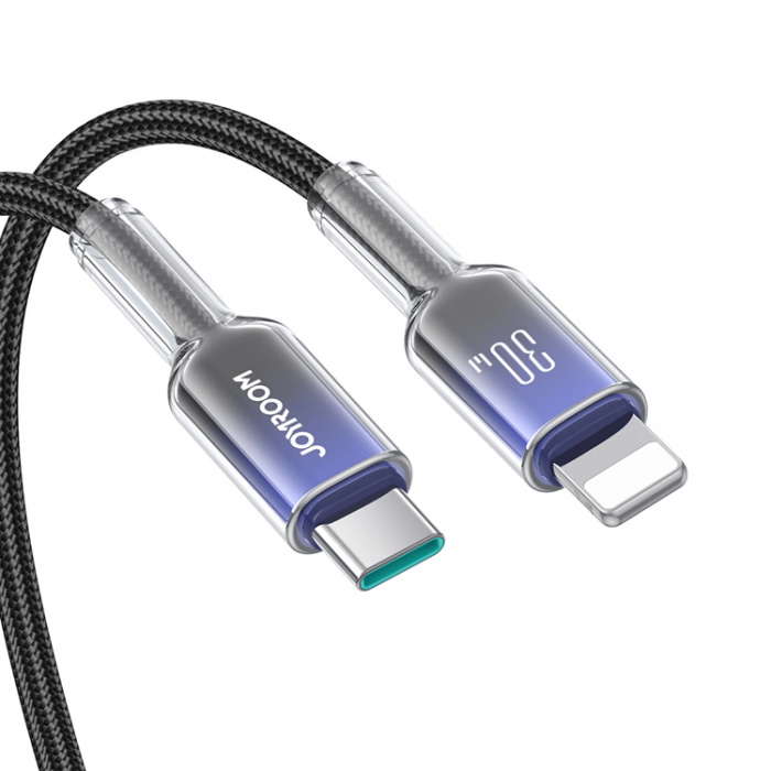 Joyroom - Joyroom S-A42 USB-C - Lightning 30W 1.2m Kabel Crystal-Clear Series - Svart