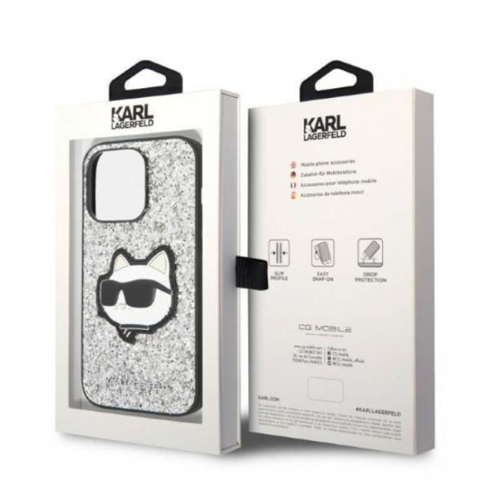 KARL LAGERFELD - Karl Lagerfeld iPhone 14 Pro Max Skal Glitter Choupette Patch - Silver