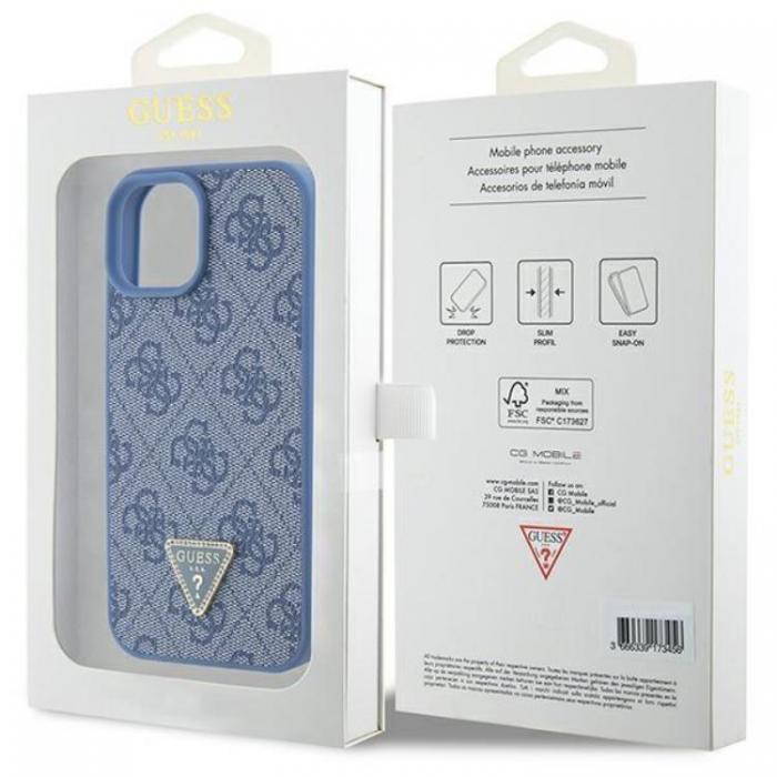 Guess - Guess iPhone 15 Mobilskal Triangle Strass - Bl