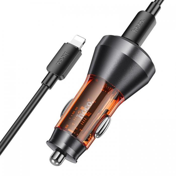 Hoco - Hoco Billaddare 60W 2xUSB-C + Kabel USB-C Till Lightning - Orange