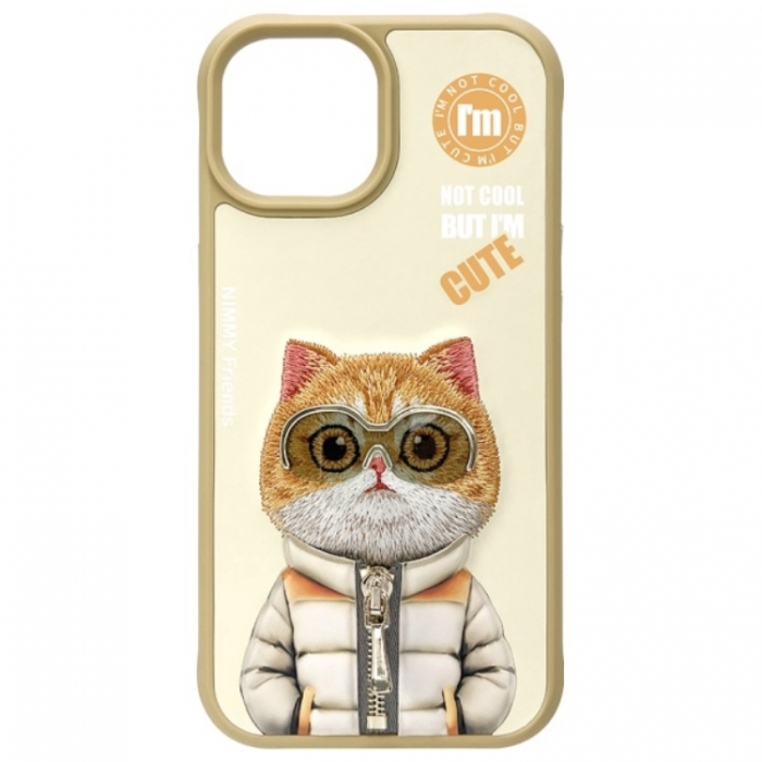 NIMMY - Nimmy iPhone 15 Mobilskal Cool & Cute 2.0 Cat - Khaki