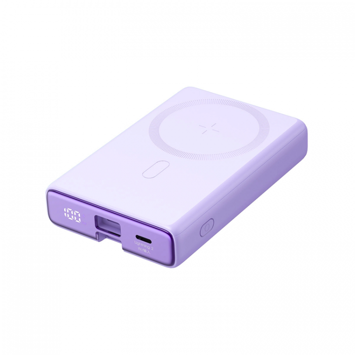 Joyroom - Joyroom Powerbank 10000mAh 20W Med Kabel - Lila