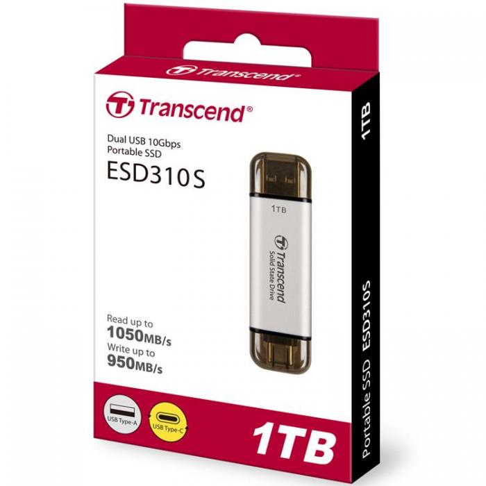 Transcend - Transcend Portabel SSD USB-C 1TB - Silver