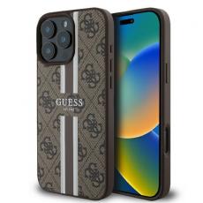 Guess - Guess iPhone 16 Pro Mobilskal MagSafe 4G Printed Stripes - Brun