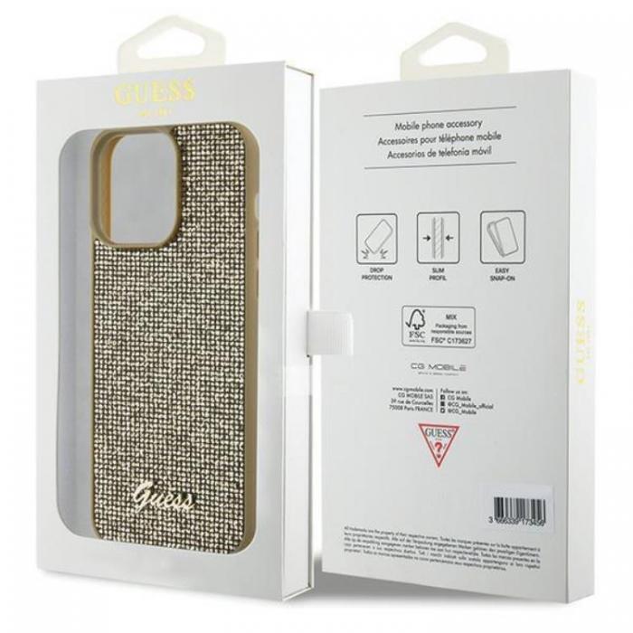 Guess - Guess iPhone 15 Pro Max Mobilskal Disco Metal Script - Guld