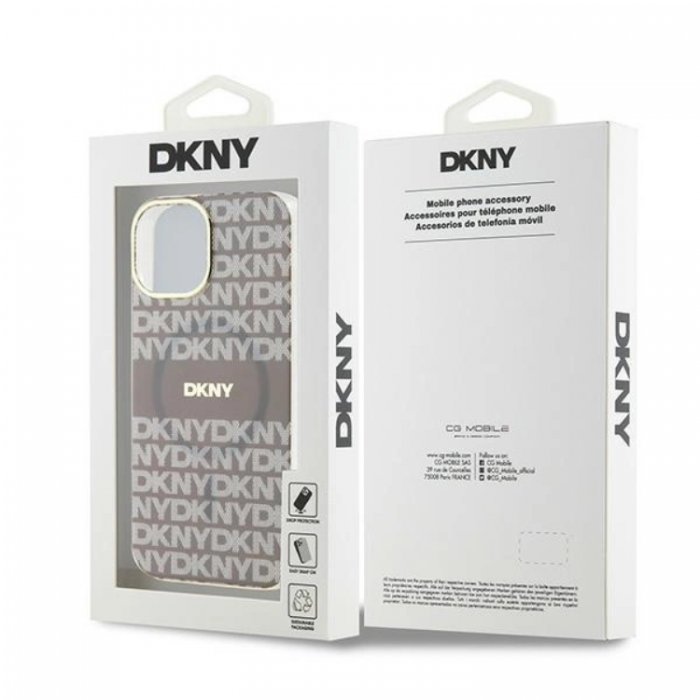 DKNY - DKNY iPhone 15/14/13 Mobilskal Magsafe IML Mono & Stripe - Beige