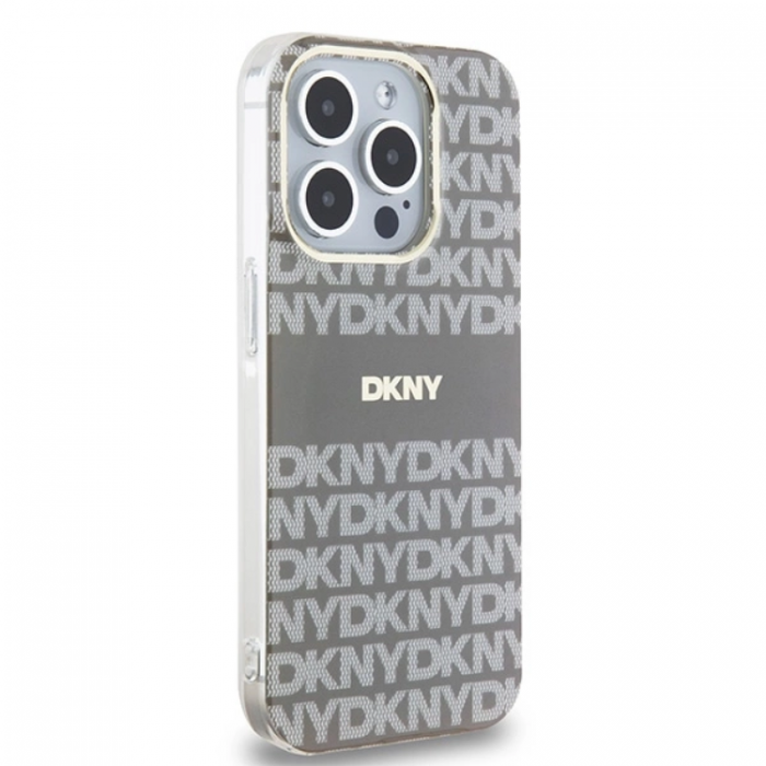 DKNY - DKNY iPhone 15 Pro Max Mobilskal Magsafe IML Mono & Stripe - Beige