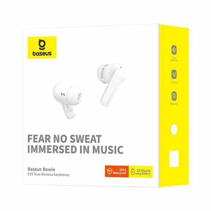 BASEUS - Baseus TWS In-Ear Hrlurar Bowie E19 - Vit