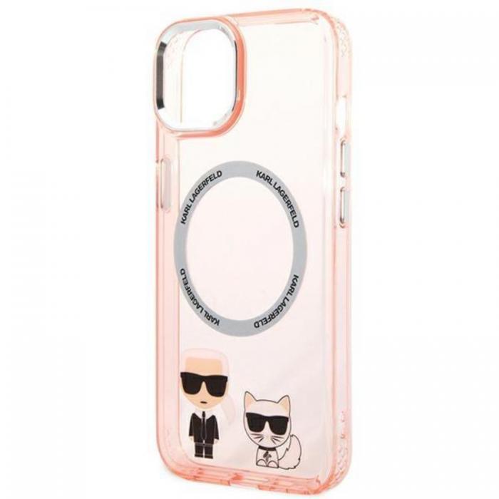 KARL LAGERFELD - Karl Lagerfeld iPhone 14 Skal Magsafe Karl & Choupette Aluminum - Rosa