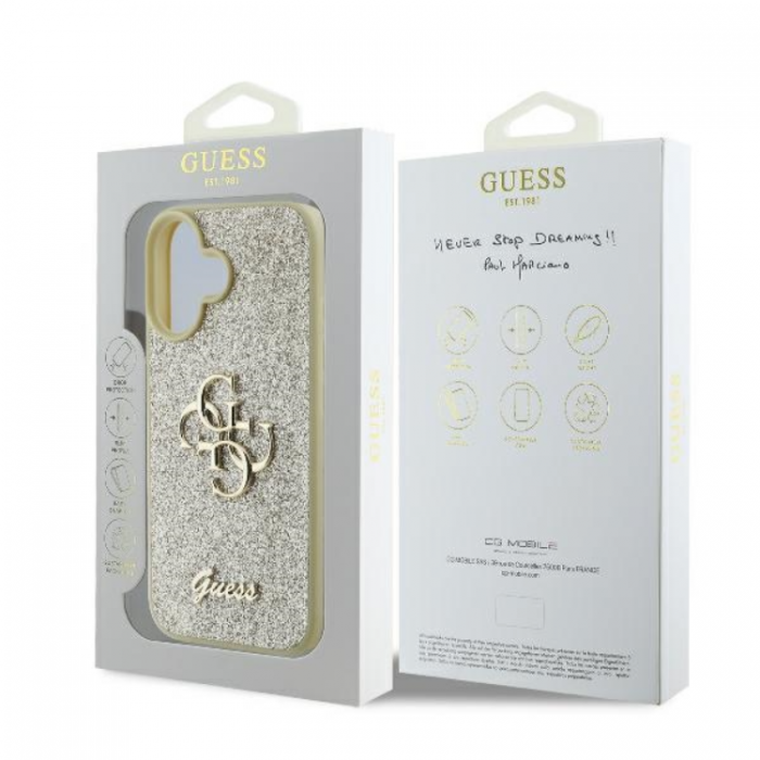 Guess - Guess iPhone 16 Plus Mobilskal Fixed Glitter Big 4G - Guld