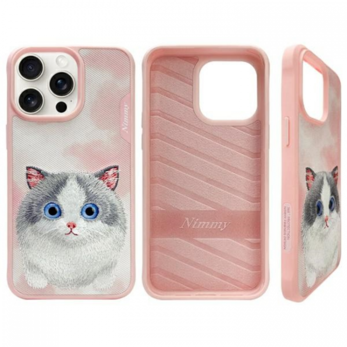 NIMMY - Nimmy iPhone 15 Pro Max Mobilskal Big Eyed Pet 2.0 Cat - Rosa