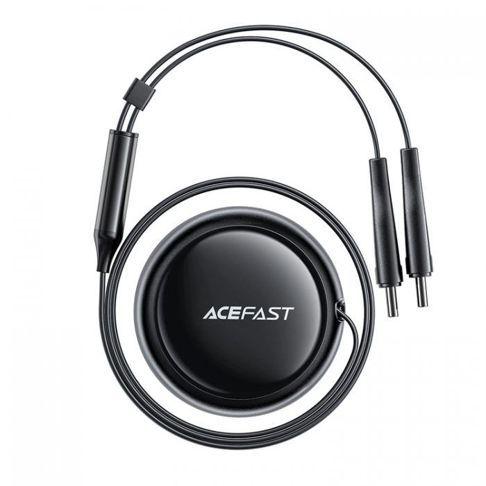 Acefast - Acefast Billaddare 53W USB-A Retractable Kabel 2x USB-C - Svart