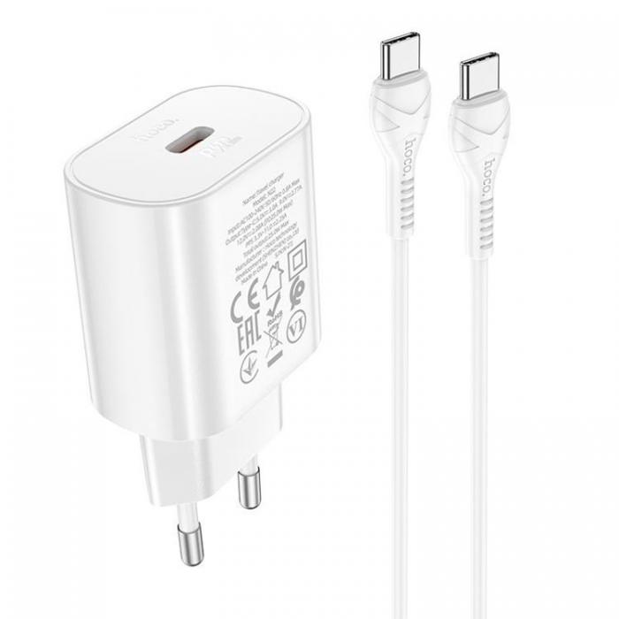 Hoco - Hoco Vggladdare USB-C Med USB-C Kabel - Vit