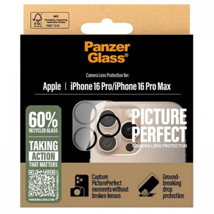 PanzerGlass - PanzerGlass iPhone 16 Pro/16 Pro Max Kameralinsskydd Hrdat Glas