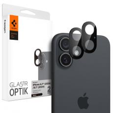 Spigen - [2-Pack] Spigen iPhone 16/16 Plus Kameralinsskydd Härdat glas Optik Pro - Svart