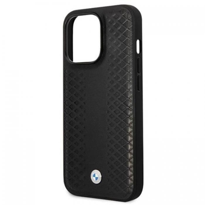 BMW - BMW iPhone 14 Pro Mobilskal Lder Diamond Pattern - Svart