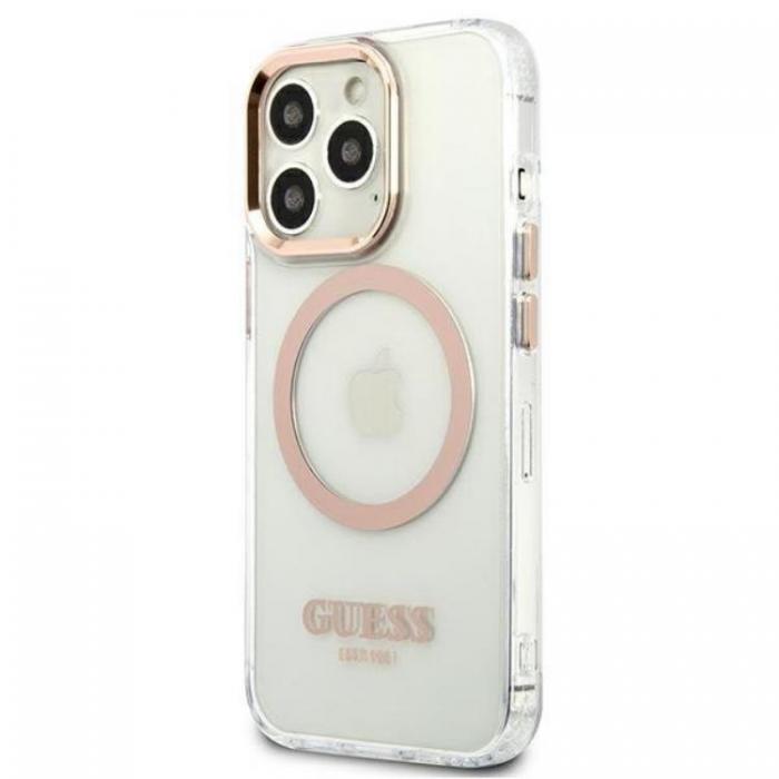 Guess - Guess iPhone 13 Pro Max Skal Magsafe Metal Outline - Guld