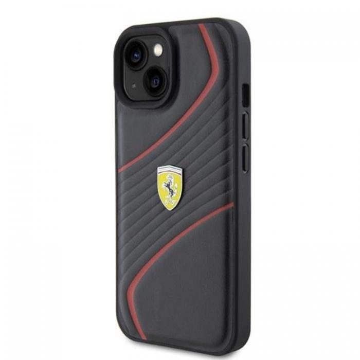 Ferrari - Ferrari iPhone 15 Mobilskal Twist Metal Logo - Svart