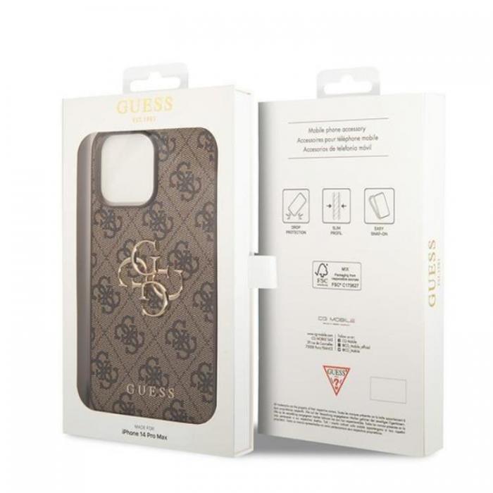 Guess - Guess iPhone 15 Pro Mobilskal Big Metall Logo - Brun