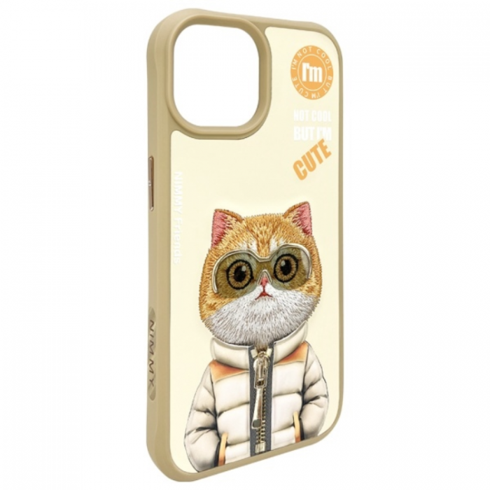 NIMMY - Nimmy iPhone 15 Mobilskal Cool & Cute 2.0 Cat - Khaki