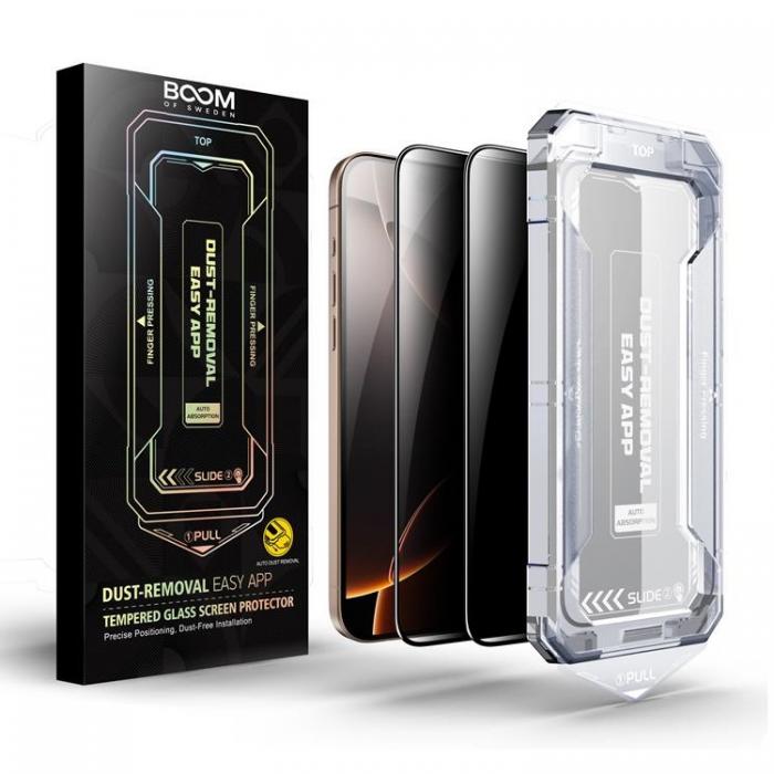 Boom of Sweden - LIVSTIDSGARANTI - BOOM iPhone 16 Pro Privacy Hrdat Glas Skrmskydd 2st