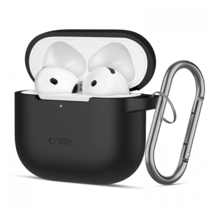 Tech-Protect - Tech-Protect Airpods 4 Skal Silikon Hook - Svart