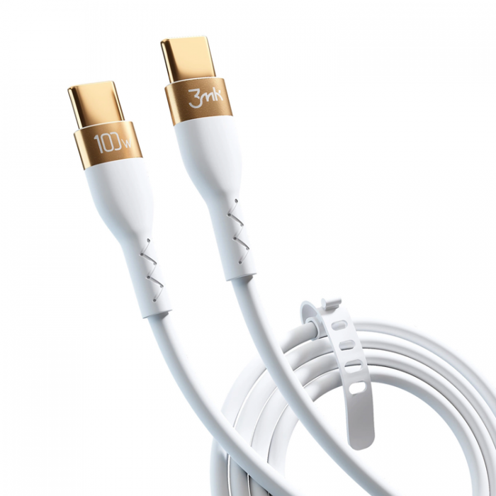 3MK - 3mK USB-C till USB-C kabel 100W 2m HyperSilikon - Vit