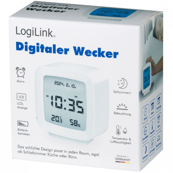 LogiLink - LogiLink Digital Vckarklocka med datum, temp, luftfuktighet