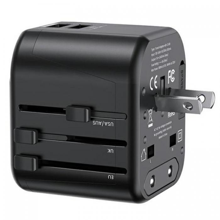 USAMS - USAMS 4in1 Universal Reseladdareadapter 12W 2xUSB US/AU/EU/UK T55