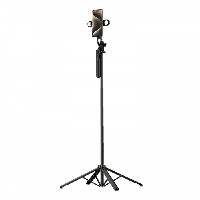 A-One Brand - Selfiestick Teleskopstativ 1.75m Auminiumlegering Med Dubbel Lampa