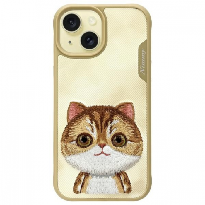 NIMMY - Nimmy iPhone 15 Mobilskal Big Eyed Pet 2.0 Cat - Khaki