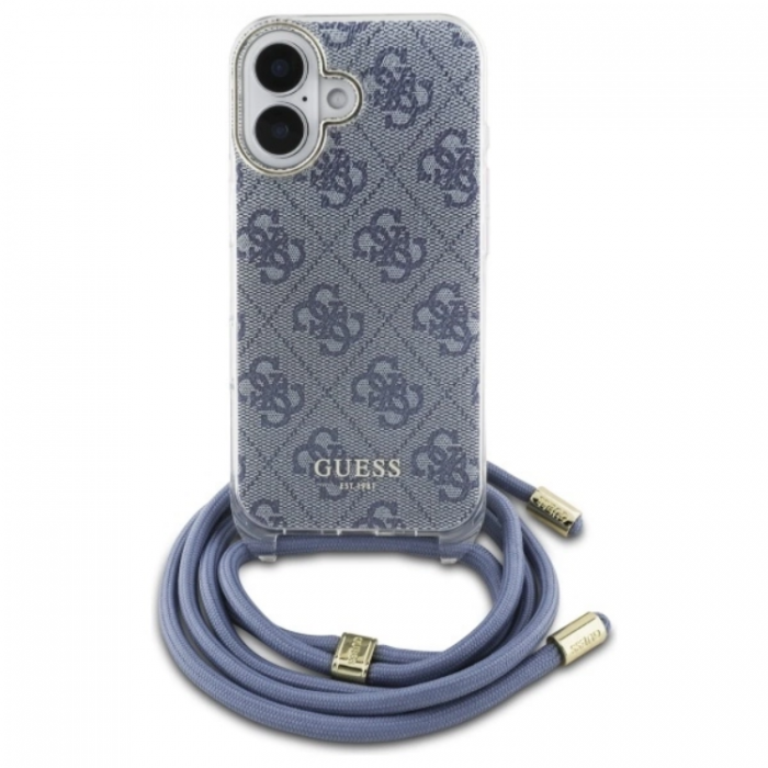 Guess - Guess iPhone 16 Mobilskal Crossbody Cord 4G Print - Bl