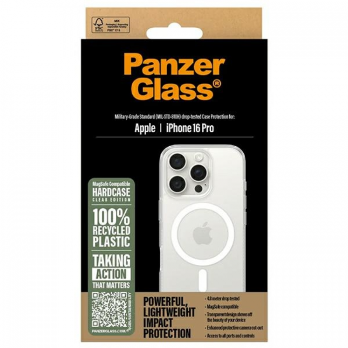 PanzerGlass - PanzerGlass iPhone 16 Pro Mobilskal Magsafe Hard - Vit/Transparent