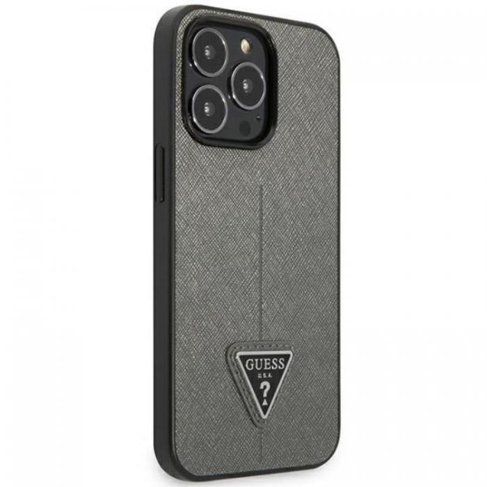 Guess - GUESS iPhone 14 Pro Skal Saffiano Triangle Logo - Silver