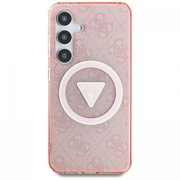 Guess - Guess Galaxy S25 Ultra Mobilskal MagSafe 4G Glitter Triangle Buttons - Rosa