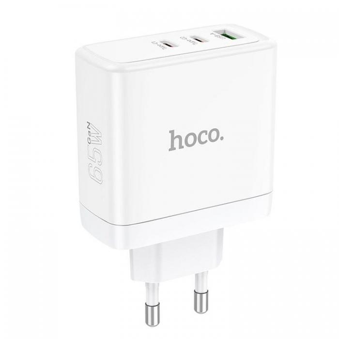 Hoco - Hoco Vggladdare 2 x Type C + USB A 65W GaN - Vit