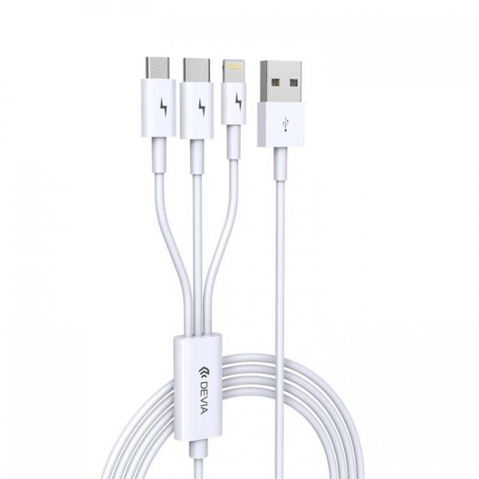 Devia - Devia 3in1 USB/MicroUSB/Lightning/Typ-C 1.2m 2A Smart EC141