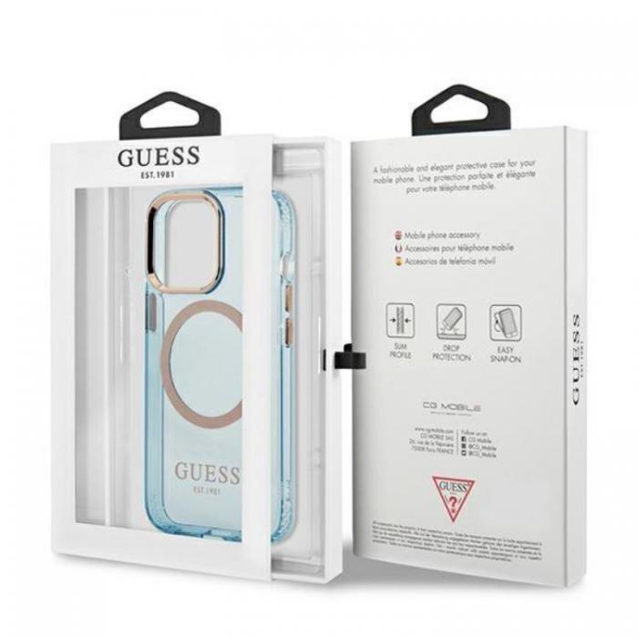 Guess - GUESS iPhone 13 Pro Max Skal MagSafe Gold Outline Translucent - Bl