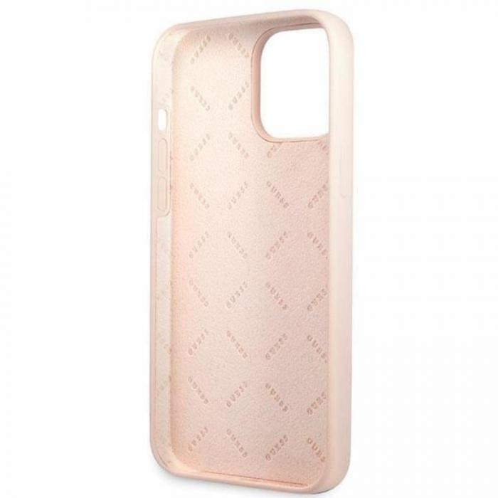 Guess - Guess iPhone 13 Pro Max Mobilskal Silicone Script Gold Logo - Ljusrosa