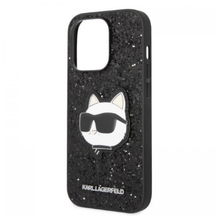 KARL LAGERFELD - Karl Lagerfeld iPhone 14 Pro Skal Glitter Choupette Patch - Svart