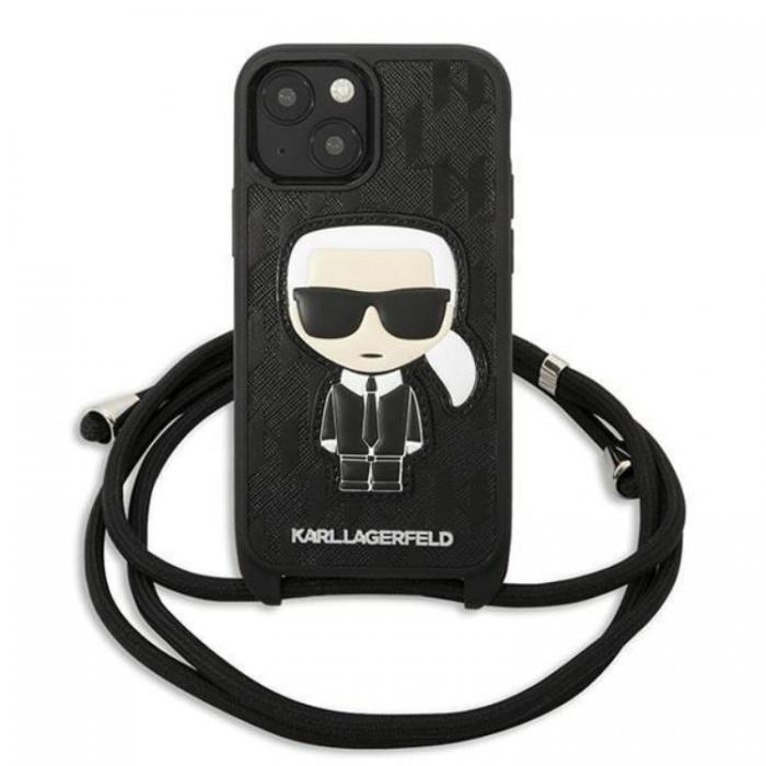 KARL LAGERFELD - Karl Lagerfeld iPhone 13 mini Skal Monogram Patch and Cord Iconik - Svart