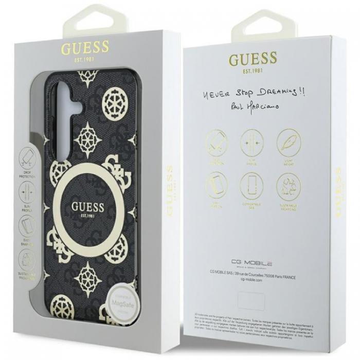 Guess - Guess Galaxy S25 Ultra Mobilskal MagSafe Guld Electroplated Peony - Svart