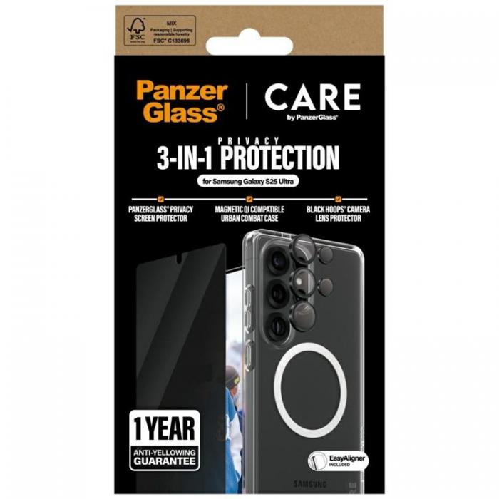 PanzerGlass - [3in1] CARE Galaxy S25 Ultra MagSafe Skal, Privacy Hrdat Glas, Kameralinsskydd