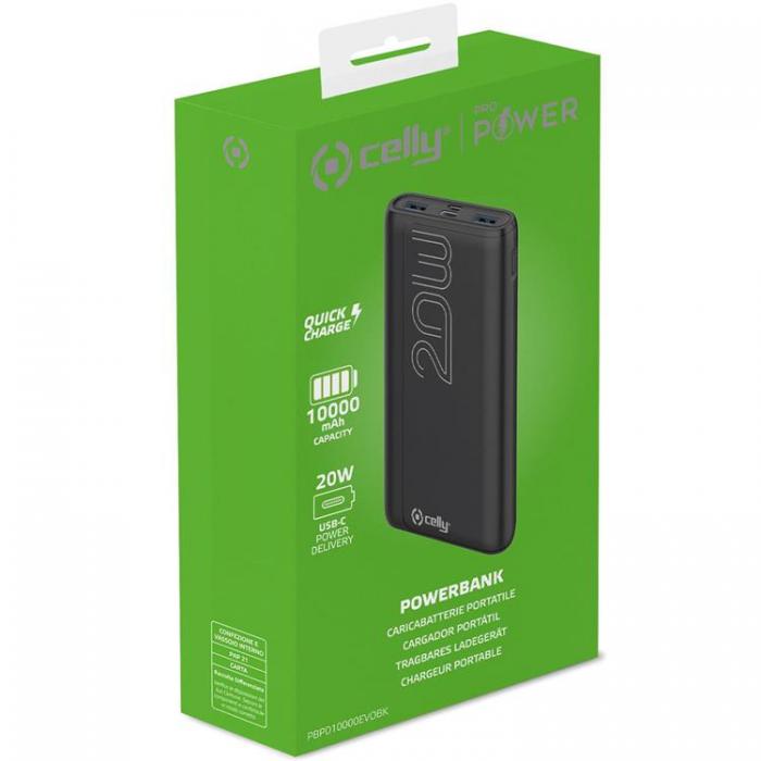 Celly - Celly PowerBank PD 20W 10.000 mAh - Svart