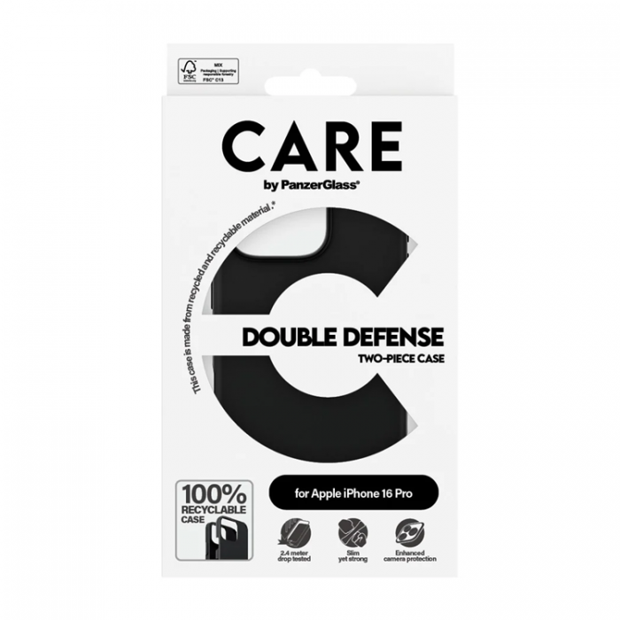 PanzerGlass - CARE By PanzerGlass iPhone 16 Pro Mobilskal Double Defense - Svart