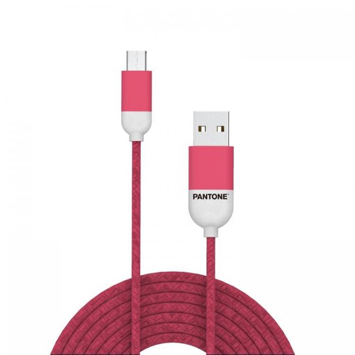 PANTONE - Pantone USB/MicroUSB 1.5m Kabel 2.4A PT-MC001-5 184C - Rosa