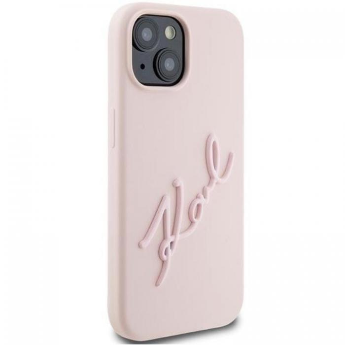 KARL LAGERFELD - KARL LAGERFELD iPhone 15 Mobilskal Silikon Karl Script - Rosa